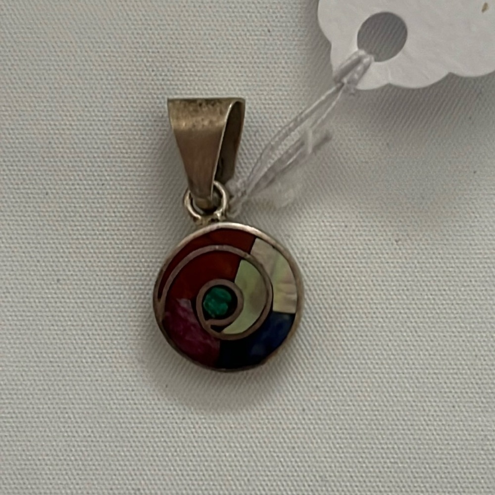 Vintage Sterling Silver Peruvian pach ama spiral pendant